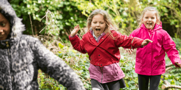 Children running and smiling