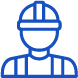 Blue person wearing a hard hat icon